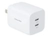 VisionTek 65W GaN II Power Adapter with 2 Output Connectors – White