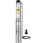 164ft 0.5hp Deep Well Pump Submersible 25.5GPM Underwater 304 Stainless Steel
