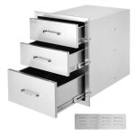 VEVOR 18×23 Inch Outdoor Kitchen Stainless Steel Triple Access BBQ Drawers with Chrome Handle, 18 x23 x 23 Inch