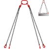 VEVOR 10FT Chain Sling 5/16 Inch X 10 FT Engine Lift Chain G80 Alloy Steel Engine Chain Hoist Lifts 3 Ton with 4 Leg Grab Hooks and Adjuster Used in Mining, Machinery, Ports, Building
