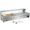 VEVOR 110V Bain Marie Food Warmer 6 Pan x 1/3 GN, Food Grade Stainelss Steel Commercial Food Steam Table 6-Inch Deep, 1500W Electric Countertop Food Warmer 42 Quart with Tempered Glass Shield