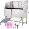 VEVOR Dog Grooming Tub, 62″ L Pet Wash Station, 304 Stainless Steel Pet Grooming Tub Rated 661LBS Load Capacity, Non-Skid Dog Washing Station Comes with Ramp, Faucet, Sprayer and Drain Kit