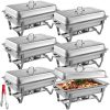 VEVOR 6 Packs Stainless Steel Chafing Dishes 8 Quart Full Size Pan Rectangular Chafer Complete Set