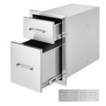 VEVOR Outdoor Kitchen Drawers 13″ W x 20.4″ H x 20.8″ D, Flush Mount Double BBQ Access Drawers with Stainless Steel Handle, BBQ Island Drawers for Outdoor Kitchens or Patio Grill Station