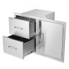 VEVOR Outdoor Kitchen Door Drawer Combo 32.5″ W x 21.6″ H x 20.5”D, Access Door/Double Drawers with Paper Towel Rack, BBQ Island Drawers with Stainless Steel Handles for Outdoor Kitchen