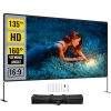 VEVOR Movie Screen with Stand 135inch Portable Projector Screen 16:9 4K HD Wide Angle Projector Screen with Stand Easy Assembly with Storage Bag for Both Indoor and Outdoor Use