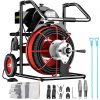 VEVOR 50 Ft x 1/2Inch Drain Cleaner Machine Auto Feed fit 1″(25mm) to 4″(100mm) Pipes 370W Open Drain Cleaning Machine Portable Electric Drain Auger with Cutters Glove Sewer Snake