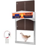 VEVOR Brown Automatic Chicken Coop Door, Auto Close, Gear Lifter Galvanized Poultry Gate with Evening and Morning Delayed Opening Timer & Light Sensor, Battery Powered LCD Screen, for Duck