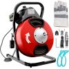 VEVOR 50FTx1/2Inch Drain Cleaner Machine Electric Drain Auger with 4 Cutter & Foot Switch Drain Cleaner Machine Sewer Snake Drill Drain Auger Cleaner for 1″ to 4″ Pipes