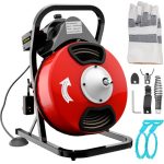 VEVOR 50FTx1/2Inch Drain Cleaner Machine Electric Drain Auger with 4 Cutter & Foot Switch Drain Cleaner Machine Sewer Snake Drill Drain Auger Cleaner for 1″ to 4″ Pipes