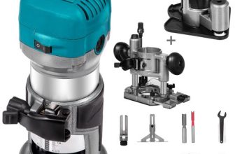 VEVOR Compact Router 1.25HP with Fixed Plunge and Offset Base, Variable Speed Wood Router Kit Max Torque 30,000 RPM For Woodworking & Furniture Manufacturing