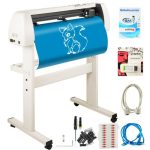 VEVOR Vinyl Cutter 34 Inch Vinyl Cutter Machine with 20 Blades Maximum Paper Feed 870mm Vinyl Plotter Cutter Machine with Sturdy Floor Stand Adjustable Force and Speed for Sign Making (Khaki) PC ONLY