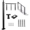 VEVOR Cable Railing Post Level Deck Stair Post 42 x 1.97 x 1.97″ Cable Handrail Post Stainless Steel Brushed Finishing Deck Railing Pre-Drilled Pickets with Mounting Bracket Stair Railing Kit Black