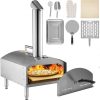 VEVOR Wood Fired Oven 12″,Outdoor Pizza Oven with Foldable Legs,Stainless Steel Pizza Maker 932℉ Max Temperature,Wood Pellets Burning Pizza Oven with Accessories for Outside,Garden,Courtyard Cooking.