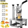 VEVOR Commercial French Fry Cutter with 4 Replacement Blades, 1/4″ and 3/8″ Blade Easy Dicer Chopper, 6-Wedge Slicer and 6-Wedge Apple Corer, Lemon Potato Cutter for French Fries with Extended Handle