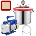 VEVOR 1.5 Gallon Vacuum Degassing Chamber Kit Stainless Steel Degassing Chamber 5.7L Vacuum Chamber Kit with 3 CFM 1/4 HP Vacuum Pump HVAC(3CFM Vacuum Pump + 1.5 Gallon Vacuum Chamber)