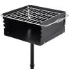 VEVOR Park Style Charcoal Grill 16x16x8 Inch with Grate, Single Post Carbon Steel Park Grill 50 Inch Height Pole, Heavy Duty Outdoor Park Grill for BBQ, Camping, Backyard