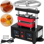 VEVOR Heat Press Machine Hand Crank Heated Plates 0-250 ℃ & 0-999 Seconds Manual Heat Transfer, Swing-Arm Element Heating Plates 110V 2.4” x 4.7” each (6 X 12 cm) Dual Heating Elements