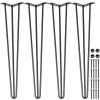 VEVOR Hairpin Table Legs 28″ Black Set of 4 Desk Legs 880lbs Load Capacity (Each 220lbs) Hairpin Desk Legs 3 Rods for Bench Desk Dining End Table Chairs Carbon Steel DIY Heavy Duty Furniture Legs