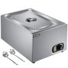 VEVOR Steam Table Warmer, 27 Qt Commercial Food Warmer, Full Size Countertop Food Warmer, Stainless Steel Electric Steam Table, 1000W Buffet Food Warmer with Lid for Catering and Restaurant