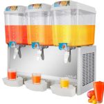 VEVOR 110V Commercial Beverage Dispenser,14.25 Gallon 54L 3 Tanks Juice Dispenser Commercial,18 Liter Per Tank 350W Stainless Steel Food Grade Material Ice Tea Drink Dispenser Equipped with Thermostat Controller
