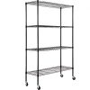 VEVOR Storage Shelving Unit with Wheels, 4-Tier Adjustable, 700 lbs Capacity, Heavy Duty Garage Shelves Metal Organizer Wire Rack, Black, 47.2″ L x 17.7″ W x 74″ H for Kitchen Pantry Basement Bathroom