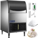 VEVOR 110V Commercial Ice Machine 220LBS/24H, Snow Flake Maker with 122LBS Ice Storage, Stainless Steel Construction, Quiet Operation, Auto Clean, Air Cooling, Professional Refrigeration Equipment