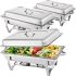 VEVOR 6 Packs Stainless Steel Chafing Dishes 8 Quart Full Size Pan Rectangular Chafer Complete Set