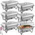 VEVOR Chafing Dish 3 Packs, 9 Quart Stainless Steel Chafer Complete Set, Rectangular Chafers for Catering Buffet Warmer Set with Folding Frame