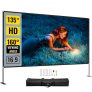 VEVOR Movie Screen with Stand 135inch Portable Projector Screen 16:9 4K HD Wide Angle Projector Screen with Stand Easy Assembly with Storage Bag for Both Indoor and Outdoor Use