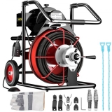 VEVOR 50 Ft x 1/2Inch Drain Cleaner Machine Auto Feed fit 1″(25mm) to 4″(100mm) Pipes 370W Open Drain Cleaning Machine Portable Electric Drain Auger with Cutters Glove Sewer Snake