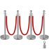 VEVOR 38 Inch Stanchion Posts Queue, Red Velvet Rope (3, Gold)