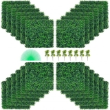 VEVOR Artificial Boxwood Panel UV 24pcs Boxwood Hedge Wall Panels Artificial Grass Backdrop Wall 20″ X 20″ 4 cm Green Grass Wall Fake Hedge for Decor Privacy Fence Indoor Outdoor Garden Backyard