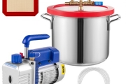 VEVOR 1.5 Gallon Vacuum Degassing Chamber Kit Stainless Steel Degassing Chamber 5.7L Vacuum Chamber Kit with 3 CFM 1/4 HP Vacuum Pump HVAC(3CFM Vacuum Pump + 1.5 Gallon Vacuum Chamber)