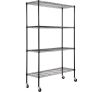 VEVOR Storage Shelving Unit with Wheels, 4-Tier Adjustable, 700 lbs Capacity, Heavy Duty Garage Shelves Metal Organizer Wire Rack, Black, 47.2″ L x 17.7″ W x 74″ H for Kitchen Pantry Basement Bathroom